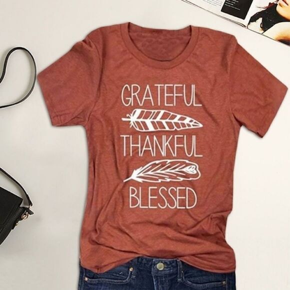 LAST ONE Grateful Thankful Graphic Tee M L - Picture 2 of 2